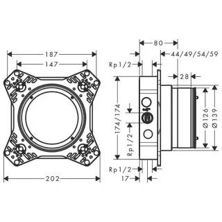Скрытая часть смесителя Hansgrohe Ibox Universal 01500180